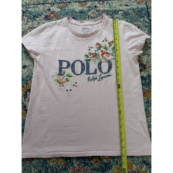 Polo Ralph Lauren Floral Embroidered Patchwork Pink Short Sleeve Tshirt Size S - Picture 6 of 8